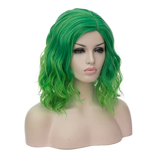 Ruina 14'' Green Short Curly Wavy Bob Wig - Synthetic Party Hair