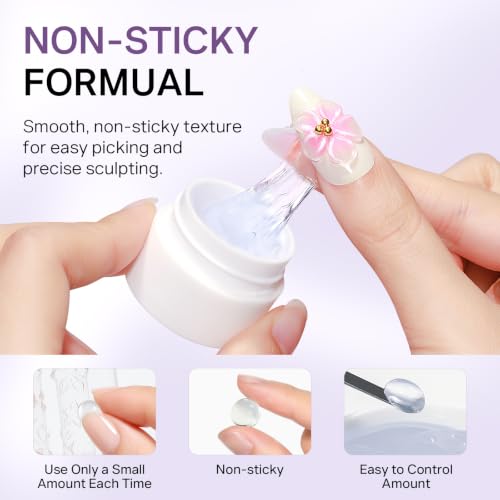 MIZHSE 3D Gel Nail Art Sculpting Kit with Clear, White & Lamp - Professional DIY Manicure Set