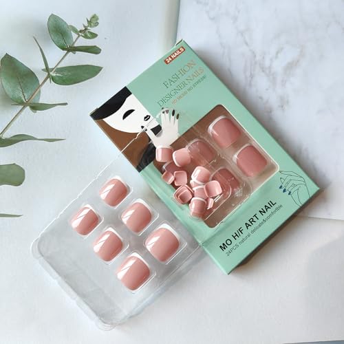 24 Pcs White French Tip Press On Toenails - Short Square Acrylic