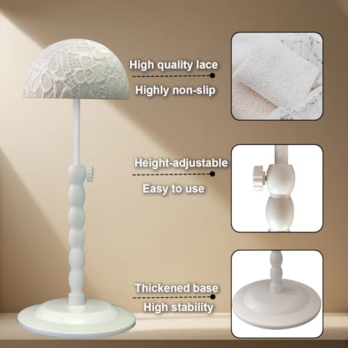 Adjustable Wig Stand – 12"-19" Sturdy Plastic Wig Holder for Styling