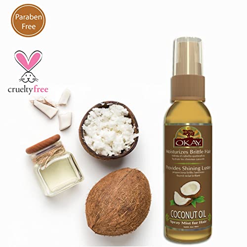 OKAY Coconut Spray Mist Oil for Shiny, Soft Hair - 2oz