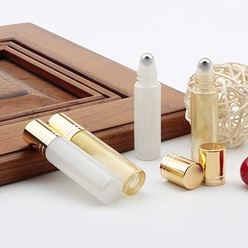 Kesell 10ml Glass Roller Bottles - 10-Pack Pearl White & Gold
