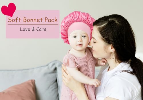 3 Pcs Kids Sleeping Bonnets for Girls & Boys Small-Medium A3-Black Pink Purple