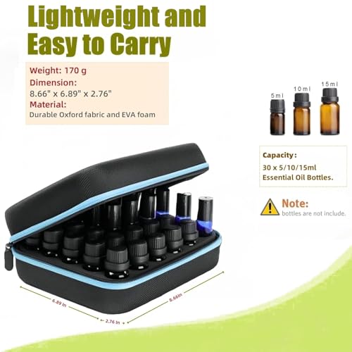 Essential Oil Carrying Case - 30-Bottle Hard Shell EVA Storage Organizer