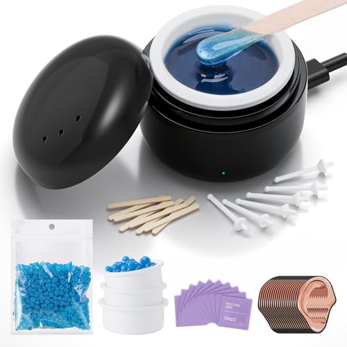 Azang Nose Wax Kit Men 100g Hard Wax Beans with USB & Temperature Control – Black, 3.53 oz