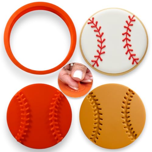 Baseball & Softball Cookie Cutter with Stitching Stamp – 3x3 Inch
