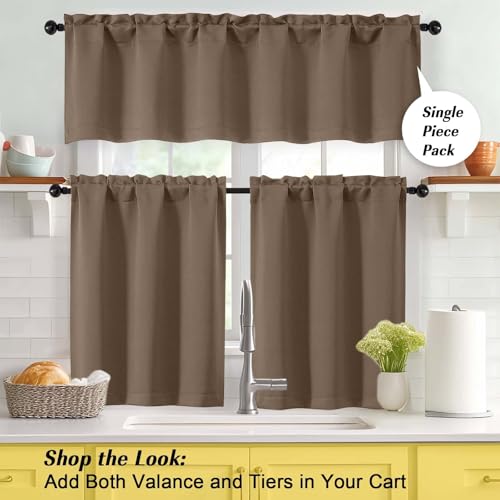 Brown Blackout Curtains - 36 Inch Length, 2 Panels, Room Darkening