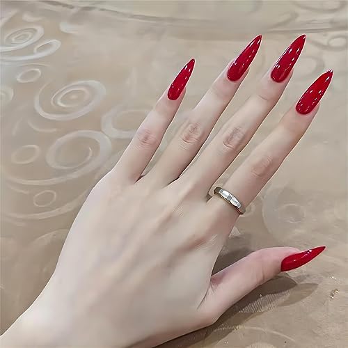 RUOKEXIN Stiletto Press On Nails 24Pcs Almond Full Cover Mirror Finish, Variation CJ12
