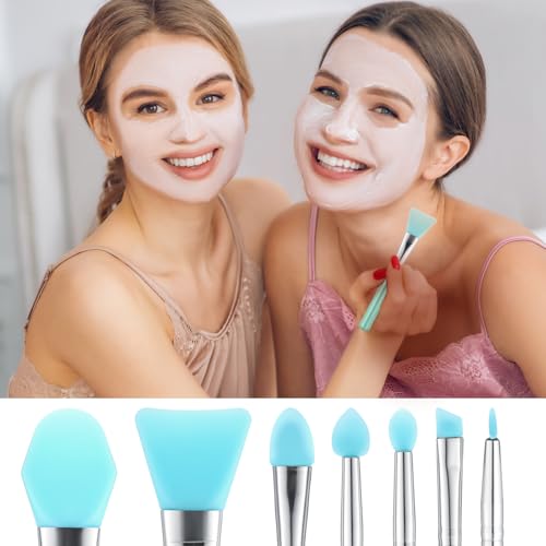 7PCS Silicone Brush Applicator Kit for Makeup & Crafting - Grass Green