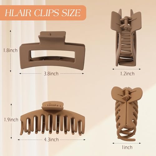 4 Pcs Brown-Black Cloud Claw Clips for Thick Hair - 4.3 Inch