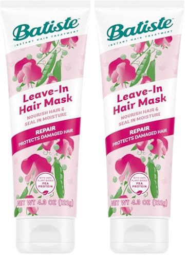 Batiste Leave-In Hair Mask & Heat Protectant, 4.3oz (Pack of 2) - Nourishing Formula with Vitamin E