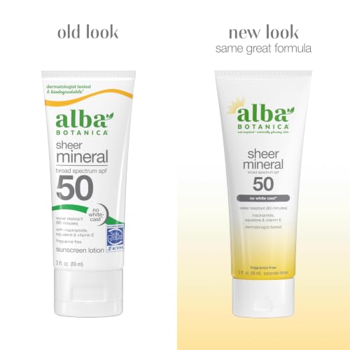 Alba Botanica SPF 50 Mineral Sunscreen Lotion, 3 Fl Oz - Fragrance Free