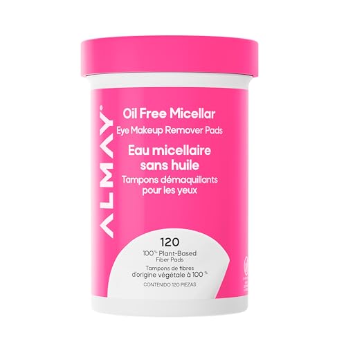 Almay Oil Free Micellar Eye Makeup Remover Pads, Gentle & Hypoallergenic, Fragrance-Free, Ophthalmologist Tested, Suitable for Sensitive Eyes (Packaging May Vary), 120 count