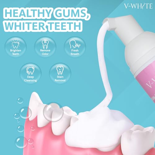 V-WHITE Foam Toothpaste for Kids & Adults - 50ml Bubblegum Flavor