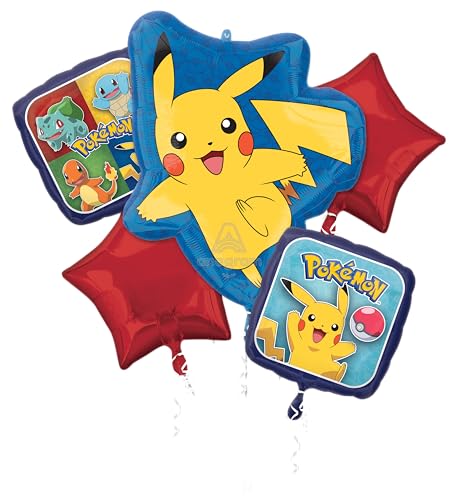 Pokémon Foil Balloon Bouquet Set - 5 Piece Party Decorations