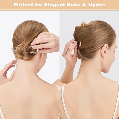 Srevela 3 Pcs U-Shaped Metal French Hair Pins for Buns