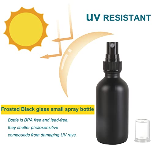 NOOEEISS Frosted Black Glass Spray Bottles 2 oz, 24 Pack - Refillable Fine Mist Containers