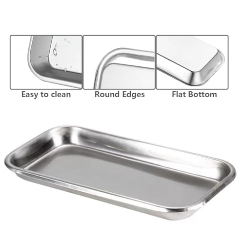 Stainless Steel Nail Art Storage Tray - 8.85x4.6 inches
