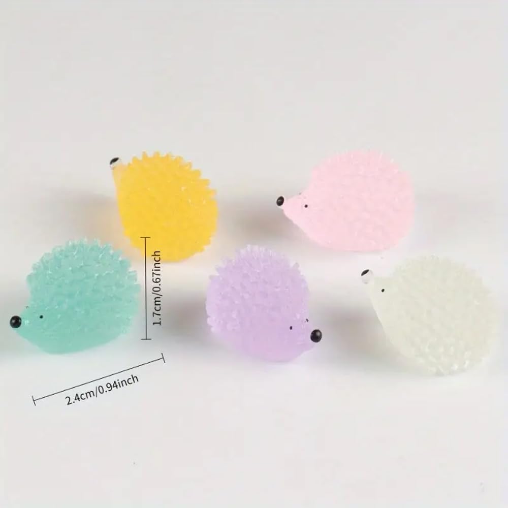 Mini Luminous Resin Hedgehogs - 36 PCS Tiny Figurines for Dollhouse & Micro Landscape Décor