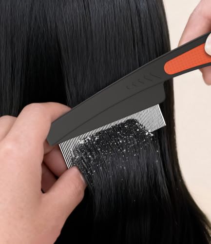 EHBELIF 2PC Brown & Red Dandruff Comb Set - Fine & Standard Tooth Hair Scalp DetoX
