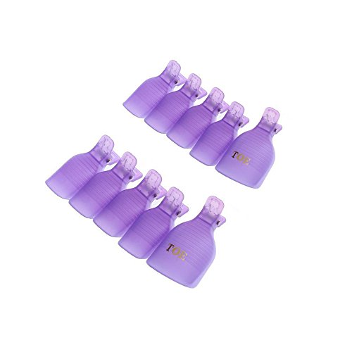 10-Pack Reusable Toenail Soak Off Cap Clips for UV Gel Remover - Purple