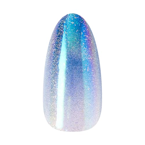 KISS Glam Press On Nails - Glow Forever, Almond Shape, Blue, 32 Nails & Glue Included
