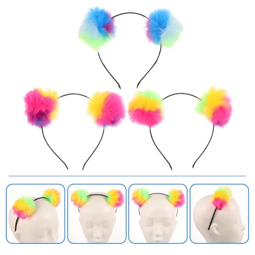 Lurrose Fuzzy Pom Pom Headbands for Girls - Fluffy Ball Hairbands for Birthday & Holiday Parties