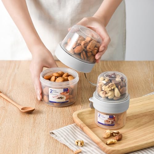 Double Layer Cereal and Milk Container - 36 oz Portable Storage