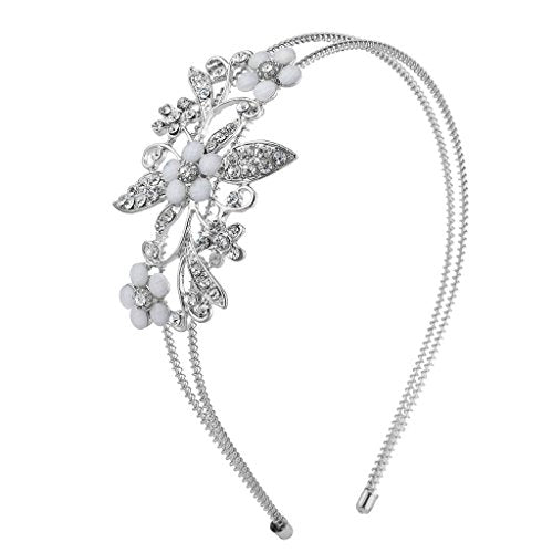 Silver Tone Crystal Rhinestone Floral Coil Headband by LUX ACCESSORIES