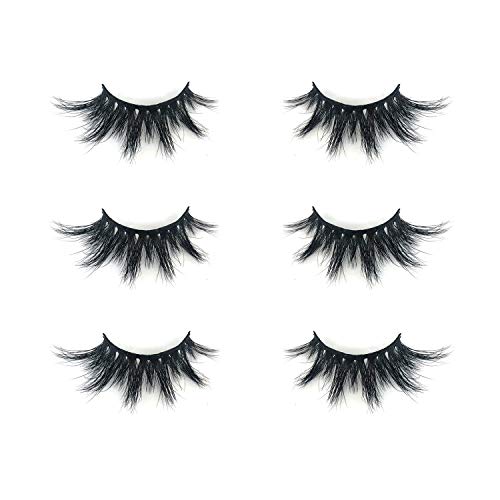 Mikiwi 3D Mink Eyelashes - Fluffy 20mm Luxury Lashes, 3 Pairs