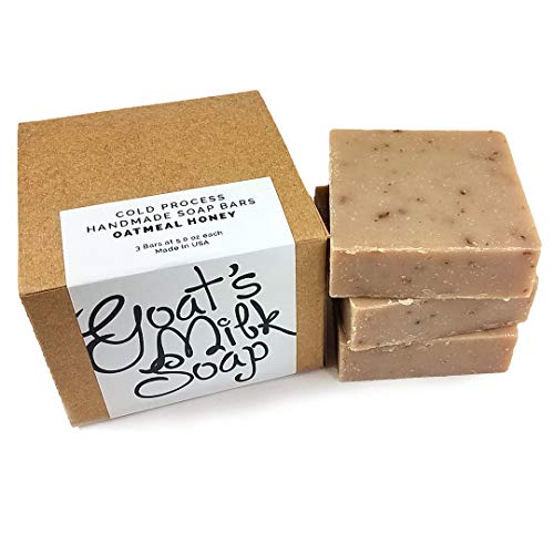 Missamé Handmade Goat Milk Soap Bar - Oatmeal Honey, 3-Pack (15 oz)
