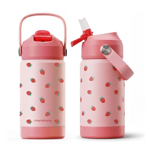 Mommore 12oz Kids Insulated Water Bottle with Straw Lid - Leakproof & Durable