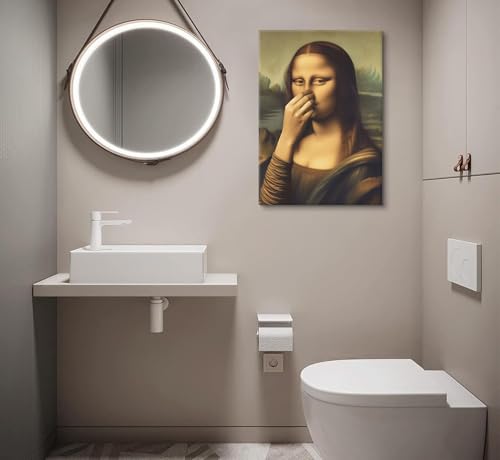 Funny Vintage Mona Lisa Bathroom Wall Art - 8x10 Canvas Print
