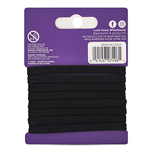 Goody Ouchless Seamless Hair Elastics - 8 Pack, Black, No Damage Hold