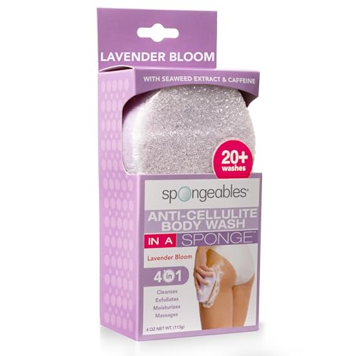 Lavender Spongeables Anti-Cellulite Body Wash Sponge - Pack of 1, 20+ Uses