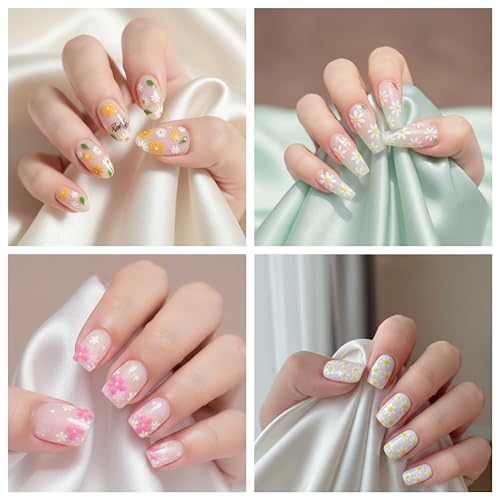 6 Sheets Flower Nail Art Stickers - Cute Daisy Nail Decals