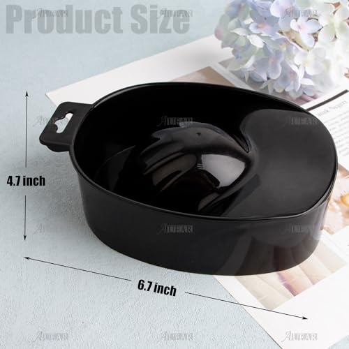 AUEAR Manicure Nail Soaking Bowls - 2 Pack Black Plastic Tray for SPA