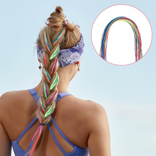 48 Pcs Colorful Hair Strings for Braids - Rainbow Hair Wraps