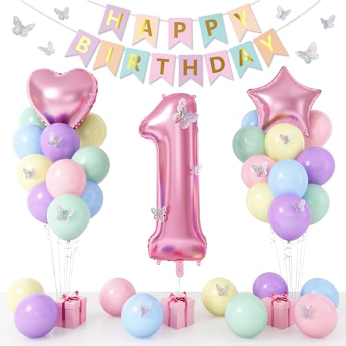 Pastel Macaron 1st Birthday Decoration Set for Girls