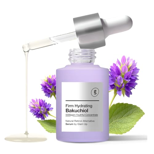 Glam Up Bakuchiol Serum with Hyaluronic Acid - Anti-Aging Facial Serum for Fine Lines & Pores (1.01 Fl Oz)