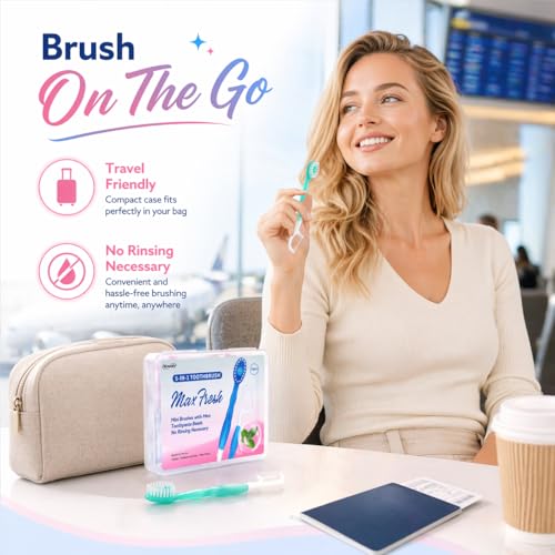 Blue Mini Disposable Toothbrush Set - 40 Pack, 5-in-1 Oral Care