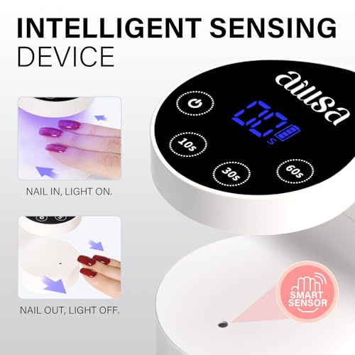AILLSA Wireless UV LED Nail Lamp - White-001 for Gel Polish Curing