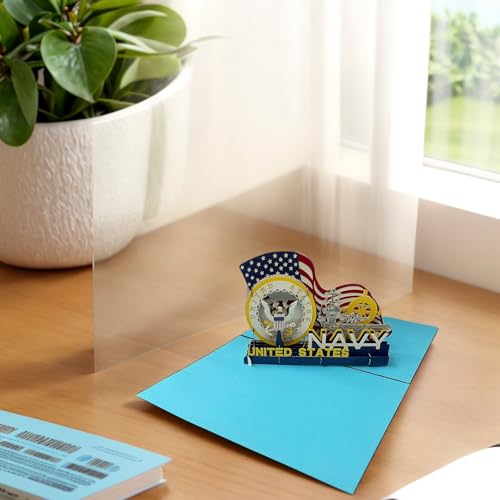 US Navy Handmade Pop-up Greeting Card with Note & Envelope