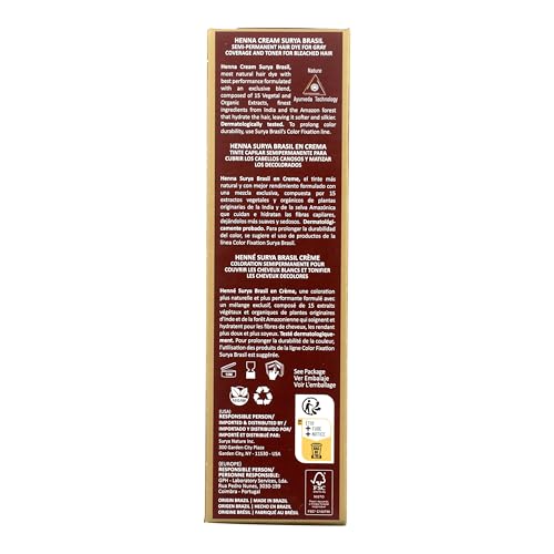 Surya Brasil Henna Hair Color Cream - Burgundy, Vegan & Cruelty-Free, 2.37 oz