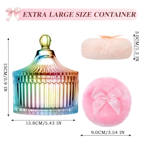 HUGOMOVA Oversized Crystal Powder Container & 4 Ultra-Soft Velour Puffs Set