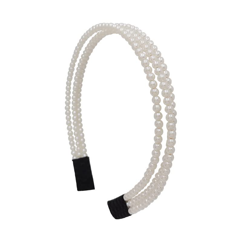 3 Row Faux Pearl Headband for Women - Elegant Bridal Hair Accessory
