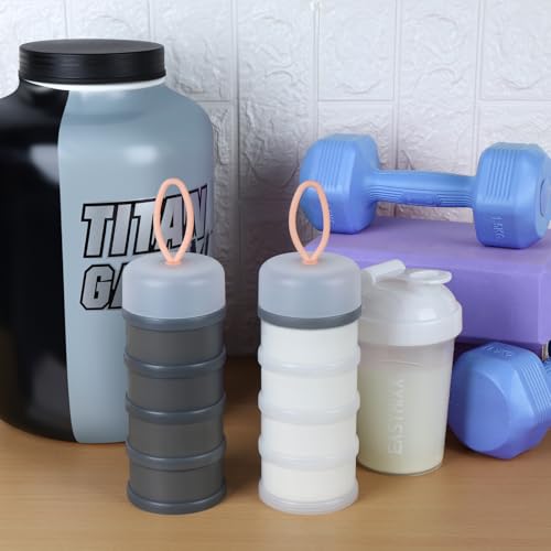 Accmor Stackable Protein Powder Container with Funnels - 4 Compartments for Travel & Fitness