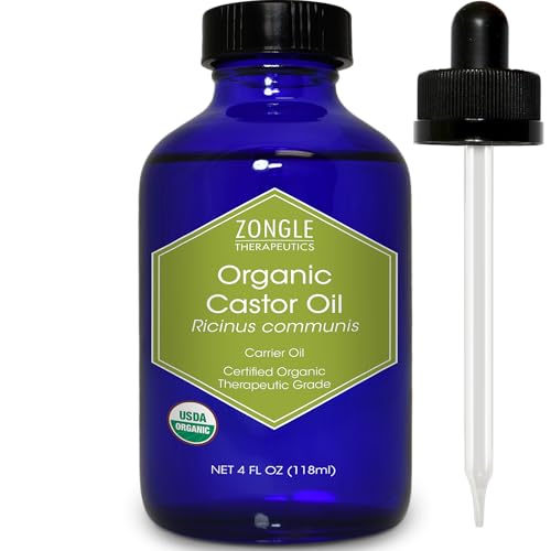Zongle Therapeutics Organic Castor Oil - 100% Pure Cold Pressed, 4 fl oz
