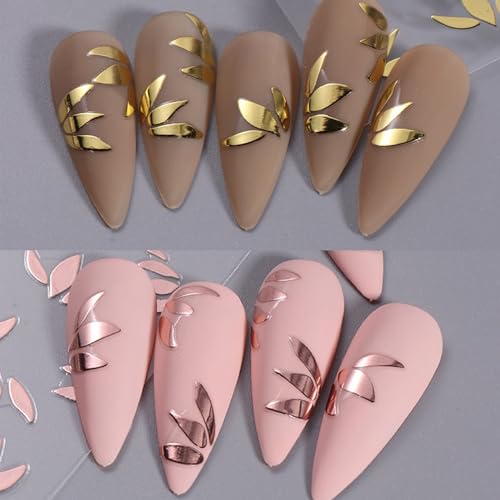 TOGZOM Style5 Gold Flower Leaf Nail Art Stickers 3D Self-Adhesive Decals for Women