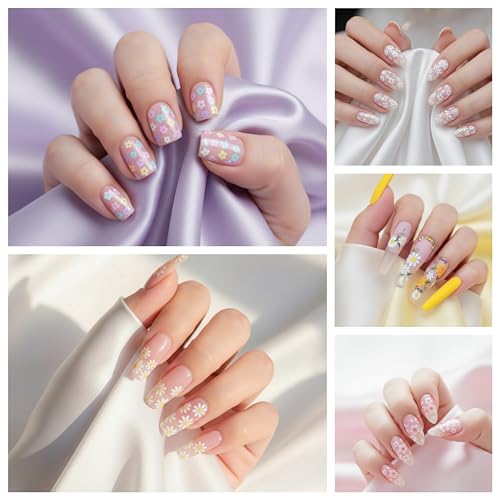 6 Sheets Flower Nail Art Stickers - Cute Daisy Nail Decals